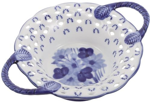 ABOOFAN Frutero de porcelana azul y plato de frutas del festival tazón de frutas tazón de bocadillos frutero antiguo cuencos decorativos para la decoración del hogar cerámica Blue