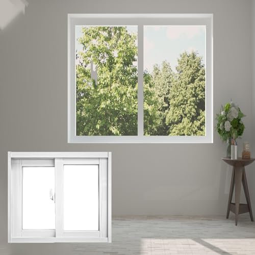 Minglez Kellerfenster Spielhaus-Landschaftsfenster mit Weißem Aluminiumrahmen, Dekoratives Eingelassenes Oberlicht mit Schrauben, Transparentes Glaslüftungsfenster für Scheunen(50x100cm/20x39.5in)
