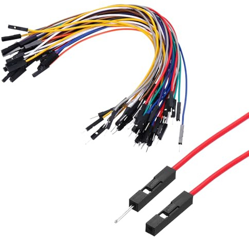 sourcing map Male to Female 1Pin Breadboard Jumper Wire 2.54mm Pitch Ribbon Cable 20cm Long Electronics Breadboard Ribbon Cables for Breadboard Electronic Projects Pack of 40
