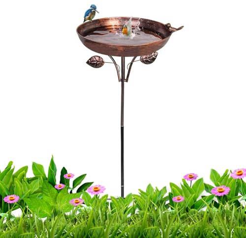 Vogeltränke – freistehender Vogelfutterspender, dekorative Kunst mit 5 Zinken Pfahl, Wasserspender für den Außenbereich, Terrasse, Rasen, Hof, Gartendekoration