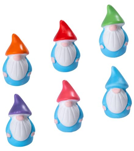 BESPORTBLE 6pcs Mini Garden Gnomes Resin Statues Fairy Garden Miniatures for Outdoor Patio Indoor Decor Dollhouse Gnome Figurines Plant Pot Ornaments