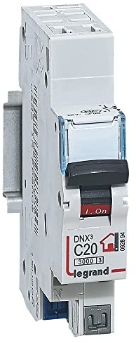 LEGRAND - Disjoncteur Phase + Neutre 230V DNX³ - Pouvoir de Coupure 3000A - 20A Courbe C - Bornes automatiques - 1 Module - Fabriqué En France (Lot de 6)