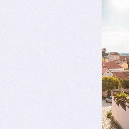 Fensterfolie Milchglasfolie Blickdicht Sichtschutzfolie 80 x 110 cm Haftung Ohne Klebstoff Milchglasfolie Folie Anti-Uv Blickdichte Sichtschutzfolie für Zuhause Büro, weiß matt