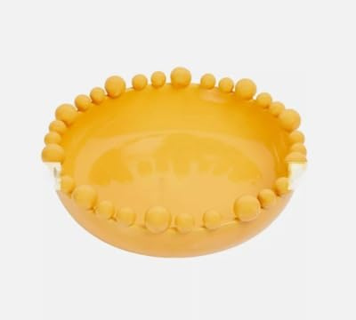 RA-HOMESTORE®New Ceramic Ball Edged Bowl with Balls Around Edge, Can Be Filled With Decorative Items like Potpourri and Glass Pebbles, Used for Storing Your Essentials like Hair Bands and Keys -Yellow