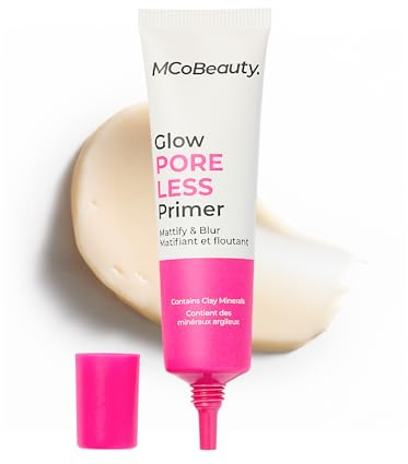 MCoBeauty - Glow Poreless Primer - Smoothing Prep Primer Makeup with Clay Minerals - Helps Minimise the Look of Surface Level Imperfections - Face Make-up - 30ml