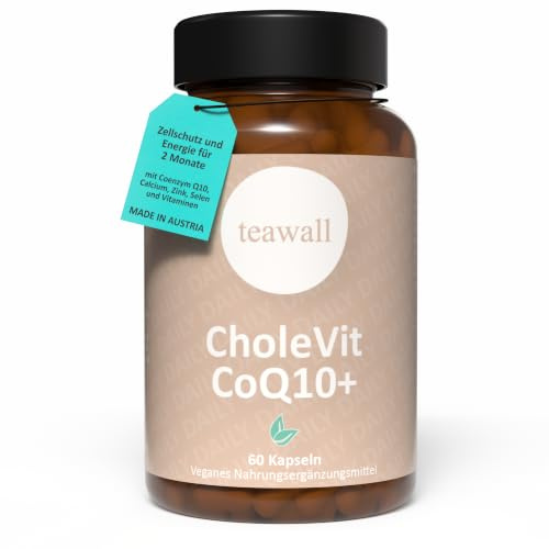 CholeVit CoQ10+ | Coenzym Q10 Kapseln mit Calcium, Zink, Selen & Vitaminkomplex | 60 Kapseln für 2 Monate | Vegane Nahrungsergänzung für Energie & Zellschutz von teawall