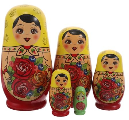 BESPORTBLE Russische Matrjoschka-Puppen: 5-lagiges stapelbares Holz-Matroschka-Puppen-Spielzeug für Kinder, Weihnachtsdekoration für Zuhause, Hochzeit, Party