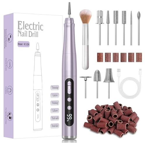 Nagelfräser Kabellose 35.000 U/min Nagelfräser für Gelnägel - Professioneller Nail Drill für Gel- und Acrylnägel, Elektrische Nagelfeile mit Verstellbarer Geschwindigkeit (Lila)