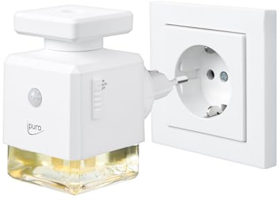 ipuro Essentials Electric Scent Plug - Duftstecker mit Bewegungssensor 3 Duftstufen & LED Ambientelicht - Nachfüllbarer Raumduft Diffuser für Steckdose - Automatischer Duftspender für ipuro Öle