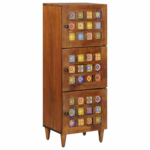 vidaXL Aparador Alto Nogal 40 x 33,5 x 110 cm Madera de Mango Maciza, Mesa Rectangular para Comedor, Moderna, Resistente, Elegante, versátil y Funcional, Ideal para Disfrutar