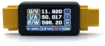 FACAIIO per XT60 Bidirezionale Amperometro Misuratore di Potenza con Temperatura e Umidità Monitor, 30A 80A DC Tester Batteria RC Elettronica