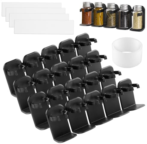 ZXShow Platz für 20 Gewürze Küchenschrank Gewürzhalter Selbstklebend Kleines Gewürzregal für Wohnmobil Gewürzregal Klebend Gewürzregals ohne bohren für Wand, Schranktür (Schwarz)