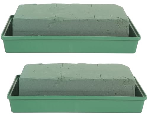 Healeved Base Floral para Arreglos de Flores 2 Unidades Espuma Floral de Bricolaje, Soporte Cuadrado para Cementerio, Decoración de Tumbas y Manualidades, Color Verde, Plato para Mantener