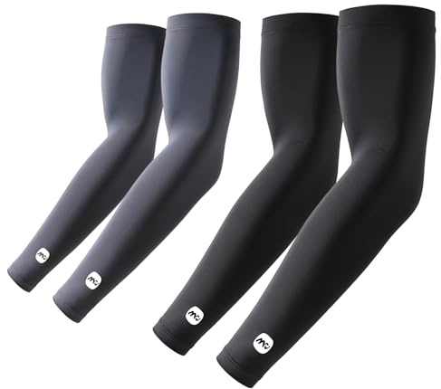 EeGo UV Sun Protection Arm Sleeves, 2 Pairs UPF 50+ Cooling Compression Arm Covers for Men & Women, Golf Baseball Football Cycling Running Driving Work, L