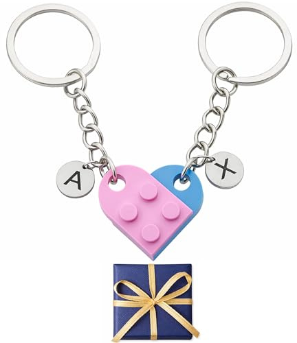 Porte-Clés Personnalisé Cœur – Cadeau de Couple – Porte Clef Personnalisable avec Initiales – Idée Cadeau Saint-Valentin, Anniversaire & Noël – Livré en Coffret Cadeau