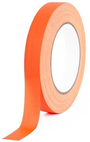 AYBUY Cinta adhesiva fluorescente, Cinta de Neón 19mm x 25m, Tape Fluorescente UV-Activa para Fiesta luz Negra, señalización, Carnaval, Halloween y Manualidades, Adhesivo libre de residuos, naranja
