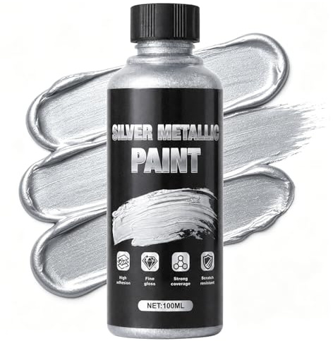 NoxGule Vernice acrilica argentata da 100 ml, vernice argentata per metallo, resistente al colore, adatta per legno, metallo, vetro, ristrutturazione di mobili, artigianato, pittura, artigianato