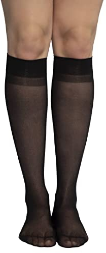 Ulla Popken Damen Essential-kniestrümpfe, 3er-pack Kniestrümpfe, Schwarz, Einheitsgröße EU