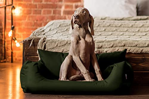 tierlando® NEMO Hundebett aus robustem Oxford 600D, Hundesofa mit herausnehmbarer Komfort-Matratze und waschbarem Bezug, für kleine & mittelgroße Hunde Größe: 80x60cm | Farbe: 26 Olivgrün