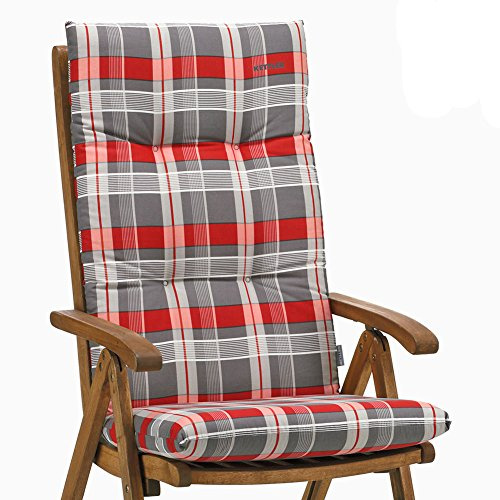 Kettler Auflage für Hochlehner – komfortable Sesselauflage mit Blockkissen und Kreisheftung – 120 cm hohe Polsterauflage aus Baumwolle