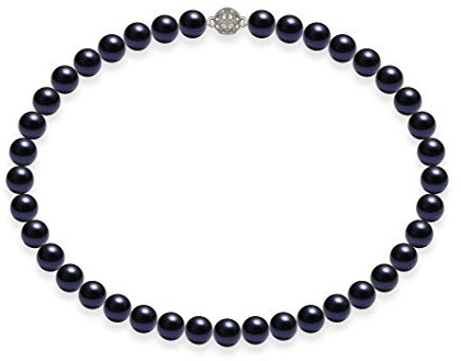 Schmuckwilli Tahiti Dam skal pärla pärlhalsband Dunkel Blå Magnetspänne verkligt skal 45cm dmk1011-45 (10mm)