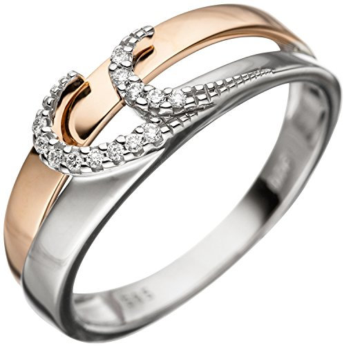 Jobo Damen-Ring aus 14 Karat 585 Gold Bicolor mit 13 Diamanten Größe 56