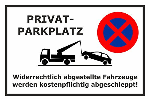 Melis-Folienwerkstatt Parken verboten Schild – Abschleppschild für Privatparkplatz, Privatgrundstück – 30x20 cm – 3mm Aluverbund – Verschiedene Größen und Materialien – Mit Bohrlöchern