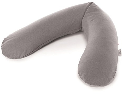 Das Original Theraline Stillkissen | 190 cm | Polyester Hohlfaser Füllung | inklusive Bezug Melange mittelgrau