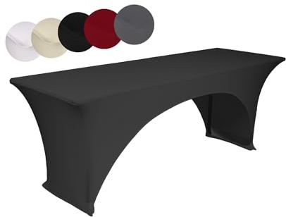 TexDeko® Stretch Biertischhussen für Bierzeltgarnitur strapazierfähig (nur Biertisch) 220 x 50cm Anthrazit Festzeltgarnitur | verstärkte Beintaschen ÖKO-TEX Zertifiziert bügelfrei waschbar