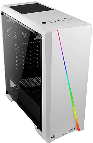 Aerocool CYLON - PC-Gehäuse (Semi-Fackel, ATX, Acryl-Seitenwand, RGB-LED an der Vorderseite, 13 Lichtmodi, inklusive 12-cm-Lüfter an der Rückseite, USB 3.0), weiß