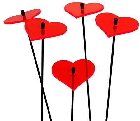 SunCatcher Garden Decor Sonnenfänger Set aus 5 kleinen leuchtenden Herzen Garten Dekoration für Garten, Balkon, Terrasse, Liebe, Hochzeit Farbe:Fluoreszierendes Rot