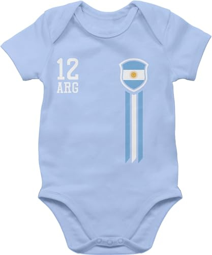 Baby Body Kurzarm - 2026 Fussball WM Fanartikel - 12. Mann Argentinien Fanshirt - 1/3 Monate - Babyblau - trikot europameisterschaft em argentina bz10 2024 fußball baby-kurzarmbodys fußballer