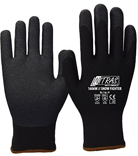 Nitras 12 Paar Snow Fighter Winterhandschuhe 1606W, gesandete Nitrilbeschichtung, Größe:10 (XL)