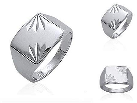 Siegelring aus Sterling-Silber 925/1000, Schmuck für Damen und Herren – 56, Silber