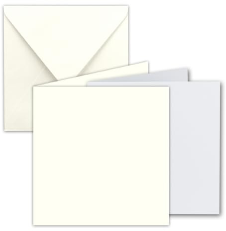 FarbenFroh by GUSTAV NEUSER 25x Quadratisches Faltkarten-Set inkl. Briefumschläge und extra viele Einlegeblätter - 15 x 15 cm - Naturweiss