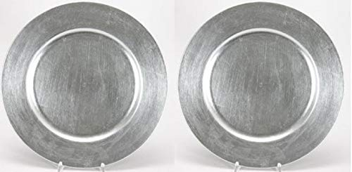 ETC dekorativer Teller Dekoteller Platzteller rund farbig oder metallic glänzend Preis für 1 x klein ca. 16 cm oder 2 x groß ca. 33 cm (Silber-metallic, ca. 33 cm)