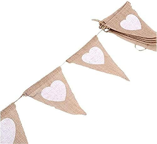 Aeromdale Wimpelkette, Sackleinen, rustikal, Shabby-Vintage-Stoff, DIY, Hochzeit, Party, Geburtstag, Dekor, Weiß