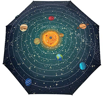HMZXZ RXYY Universum Sonnensystem Planets Falten Auto Öffnen Schließen Regenschirm für Frauen Männer Jungs Mädchen Winddicht Kompakt Reise Leicht Regen Regenschirm
