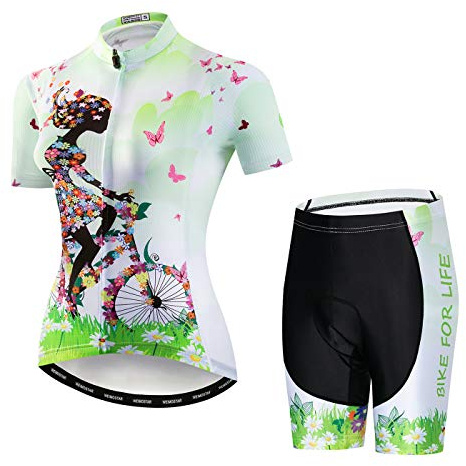 Hotlion Women's Cycling Jersey Set Short Sleeve Bike Clothing with Pocket