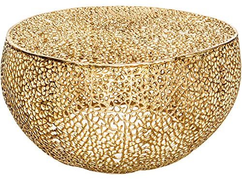 Couchtisch ABSTRACT LEAF 80cm - gold - Metall - handgefertigt robust | Montiert, hochwertig, natürliche Optik, für Wohnzimmer, Unikat, Beistelltisch