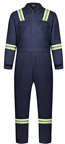 Yukirtiq Herren Arbeitsoverall Overall Handwerker Arbeitskleidung mit Reflektierendes Element Herrenoverall Arbeitsjacke Latzhose mit 8 Taschen