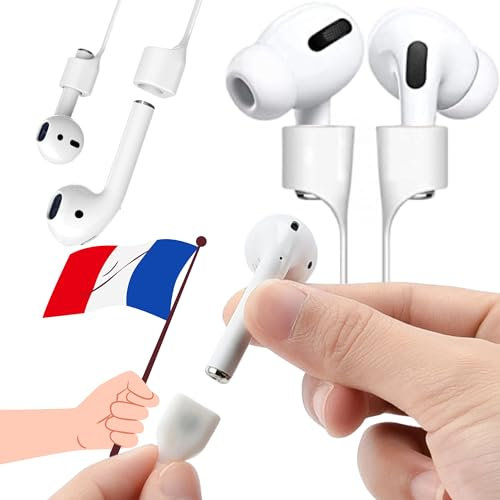 Cavo Magnetico per Proteggere e Mantenere gli Auricolari - Compatibile con AirPods 1, 2, 3 e Pro - Supporto Antiperdita per Sport in Silicone Bianco - Earhook Accessorio per Cuffie Apple