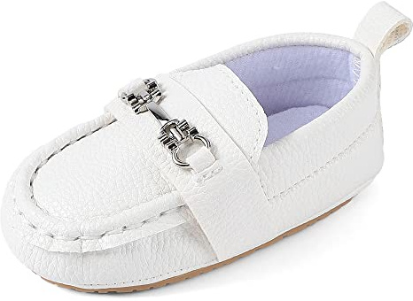 MASOCIO Mocassini Neonato Scarpe Primi Passi Bimbo Bambino Mocassino Battesimo Scarpine 12 18 Eleganti Taglia 19.5 12-15 Mesi Bianco