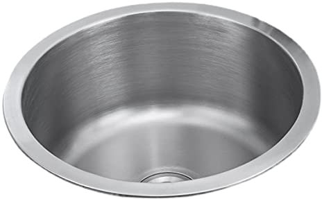 Evier Rond Inox, Evier Inox 1 Bac Evier Cuisine Evier Solide & Facile À Nettoyer Pour Installation Sous Plan Ou Encastrée Ou Encastré Vasque En Inox Lavabo Cuve À Eau Lave Mains Avec Tuyau D'évacuatio