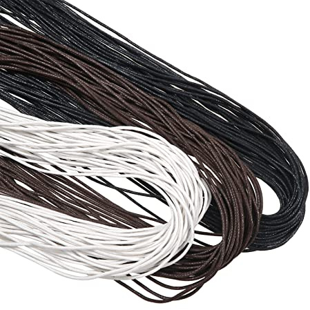 TOAOB 105 Meters 1.5 mm Gewachste Baumwollschnur Schwarz Braun Weiß | Wachsband für Schmuckherstellung, Baumwollkordel DIY Handwerk Machen, Strapazierfähige, DIY Armband, Halskette, String perlen