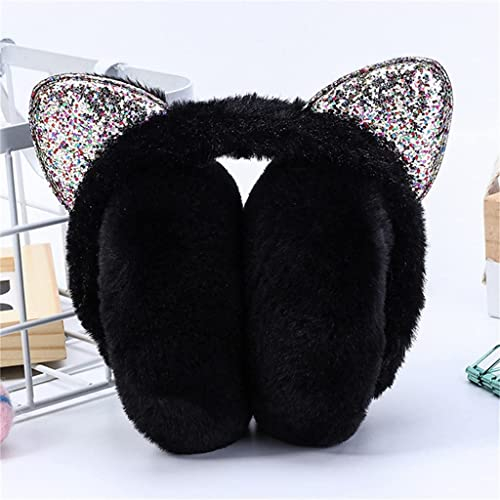 Mode Frauen warme Ohrenschützer, Mode Frauen Mädchen Winter Ohrenwärmer Katzen Ohrenschützer niedlich Stirnband wärmer Plüsch Earflap Earband (Color : B, Size : One Size)