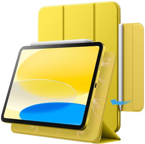 JETech Magnetisch Hülle für iPad (A16) 11./10. Generation (2025/2022), Magnetisch Befestigung, Schlank Schutzhülle mit Auto Schlafen/Wachen (Gelb)