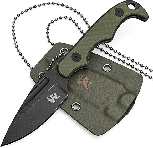 ODENWOLF CITO Neck Knife Messer - inklusive Kydex Scheide und Kugel Halskette zum umhängen - Mini Tactical Survival Outdoor Messer für verstecktes tragen (Cito - Schwarz)