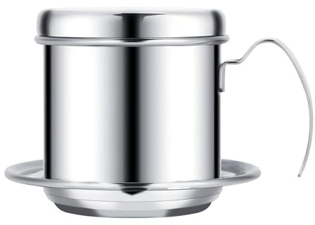 VIFERR Vietnamesischer Kaffeefilter, Kaffeemaschine Topf Edelstahl Vietnamesische Kaffeekanne Tragbare Kaffeepresse Maker für Zuhause Küche Büro (Silber)