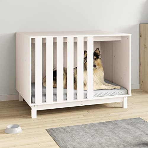 BaraSh Hundehütte Weiß 100x70x72 cm Massivholz Kiefer Pet Outdoor House Hunde Haus Innen